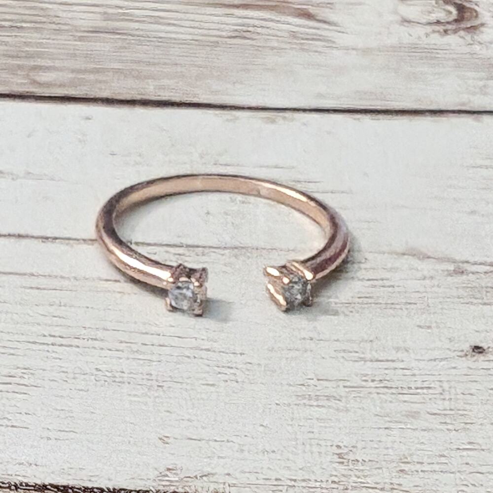 Rose Gold Tone with 2 Clear Gems - Open Ring